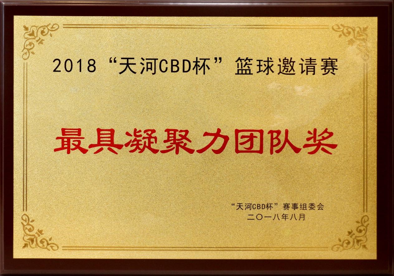 2018年8月本所獲“天河CBD杯”籃球邀請賽最具凝聚力團隊獎